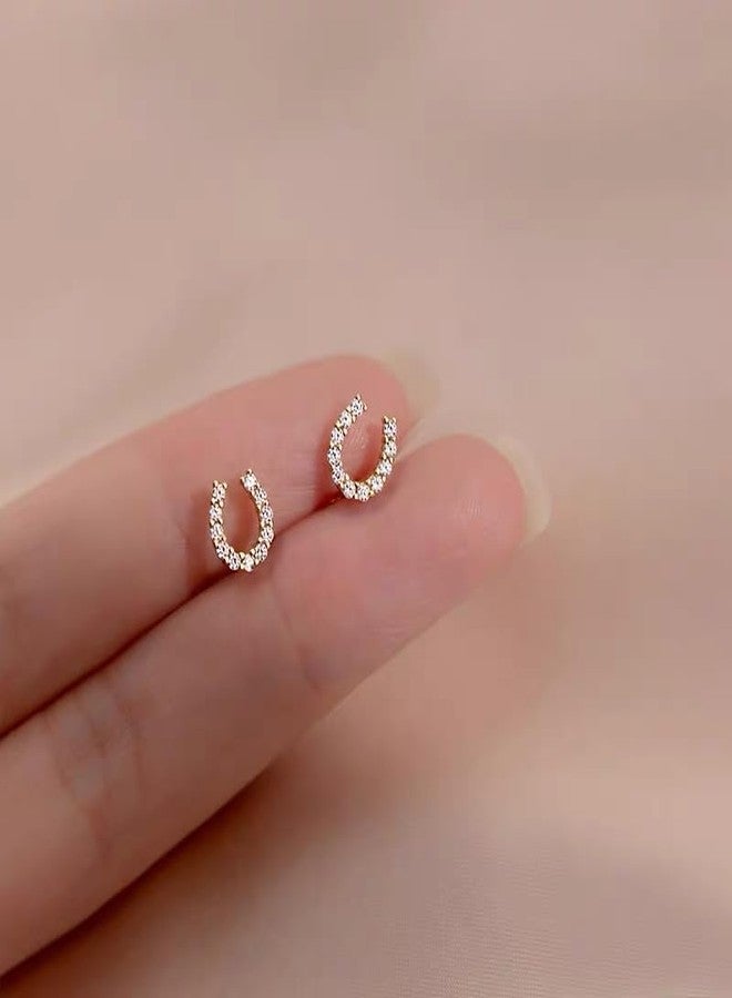 Cykdohy Lucky Horseshoe Small Stud Earrings for Women Dainty Elegant Good Luck U Shape Tiny Mini Cute Fashion Jewelry Animal Horse Lover (Gold-tone) - Image 5